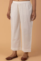 Off White Wide Legged Cambric Trousers