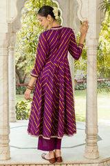 Purple Lehariya Angarkha