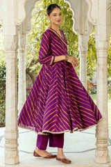 Purple Lehariya Angarkha