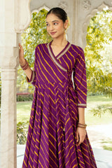 Purple Lehariya Angarkha