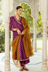 Purple Lehariya Angarkha
