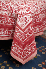 Pink Floral Jaal Hand Block Printed Bedcover