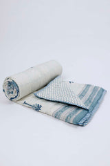 Blue Palm Hand Block Printed Quilt
