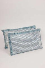 Blue Jaali Hand Block Printed Pillow Cover | 1 Unit