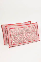 Pink Floral Jaal Hand Block Printed Pillow Cover | 1 Unit