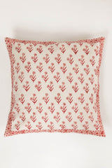 Pink Floral Buti Hand Block Printed Cushion Cover