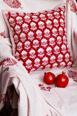 Pink Buta Hand Block Printed Cushion Cover