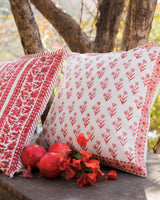 Pink Floral Buti Hand Block Printed Cushion Cover