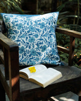 Blue Floral Hand Block Printed Cushion Cover