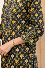 Black Grid Border Kurta