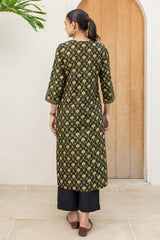 Black Grid Border Kurta