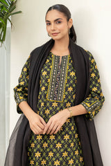 Black Grid Border Kurta