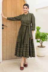 Frill Hem Black Dress