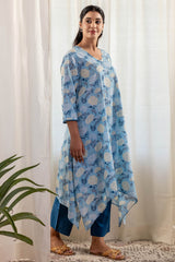 Asymmetrical Hydrangea Kurta
