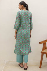 Turquoise Grid Kurta