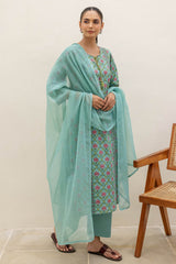 Turquoise Grid Kurta