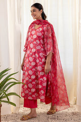 Melon Hydrangea Kurta