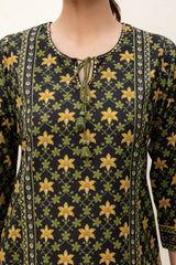Black Grid Kurta