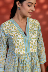 Blue And White Radial Kurta