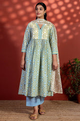 Blue And White Radial Kurta