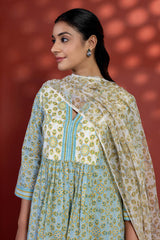 Blue And White Radial Kurta