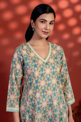 Teal Radial Kurta