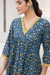 Dark Blue Floral Kurta