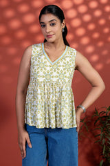 White And Green Radial Top