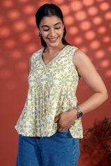 White And Green Radial Top