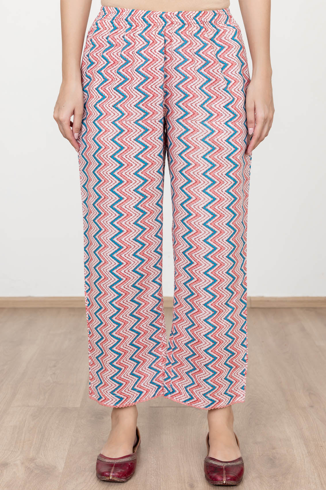 Zigzag Peach Trousers – Cottons Jaipur