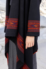 Black Woollen Coat With Border