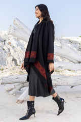 Black Woollen Coat With Border