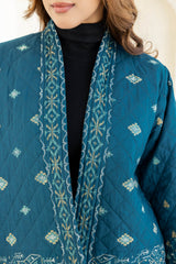 Teal Jamdani Quilted Jacket