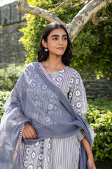 Grey Striped Kurta