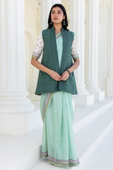 Green Fine Twill Quilted Vest