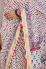 Gul Bahaar Handblock Printed Canderi Sari