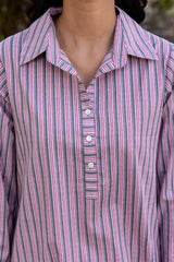 Pink & Grey Striped Dress