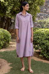 Pink & Grey Striped Dress