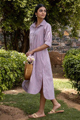 Pink & Grey Striped Dress