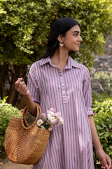 Pink & Grey Striped Dress