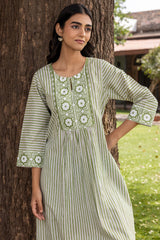 Green Striped Kurta