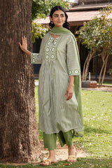 Green Striped Kurta