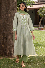 Green Striped Kurta