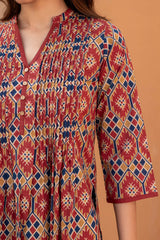 Pleated Kilim Cotton Top