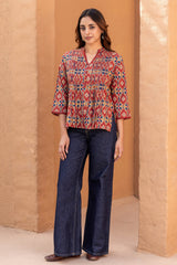 Pleated Kilim Cotton Top