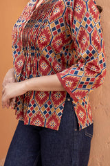 Pleated Kilim Cotton Top