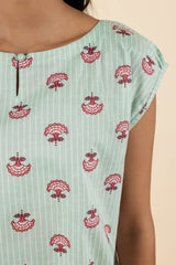 Minty Floral Top & Capri