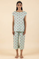 Minty Floral Top & Capri