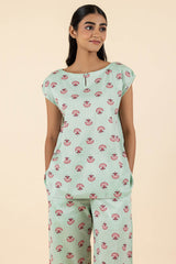 Minty Floral Top & Capri