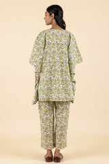 Green Floral Kaftan Set